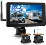 Hodozzy Magnetic Solar tagurduskaamera juhtmevaba 7-tollise puuteekraaniga, 10000 mAh aku, 2 kaamerat, &ouml;&ouml;n&auml;gemine, pimedate kohtade j&auml;lgimine, veekindel, loop salvestamine, juhtmevaba tagurduskaamera