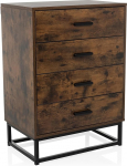 hjh LIVING Vinstra Chest of Drawers with 4 Drawers Industrial Style Drawer Cabinet for Bedroom Hallway Living Room Brown 60 x 38.5 x 83.5 cm