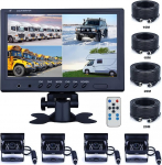 CAMECHO s&otilde;iduki tagavarakaamera - 9-tolline 4 jagatud monitori esikaamera 18 IR &ouml;ise n&auml;gemise veekindel autokaamera koos 2 x 33ft ja 2 x 20 kaabliga RV haagisele bussi veoautole