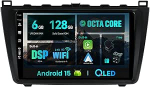 SXAUTO Android 15-6G+128G - IPS autoraadio Mazda 6 Rui Wing (2007-2012) - Wireless Carplay/Android Car/DSP - Kaamera + MIC - DAB roolijuhtimine Dual Band WiFi Fast Boot 360-Cam - 2 DIN 9