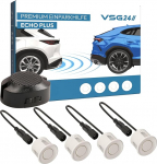 VSG 24 Premium tagumine parkimisabi autole j&auml;relmaksmiseks, PDC tagumised parkimisandurid koos pistikupesa s&uuml;steemiga lihtsaimaks paigaldamiseks, tagurdush&auml;ire koos k&otilde;lariga ja 4 anduriga, valge v&auml;rviga