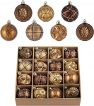 Valery Madelyn Ornaments for Christmas Trees, 16K Bronze Copper Brown Gold Shatterproof Christmas Tree Ornaments 2.7 Inch Luxury Hanging Ball Ornaments for Christmas Holidays Party