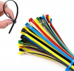 Bunte Kabelbinder, 200 mm, wiederverwendbare Kabelbinder, Kunststoffbinder, Kabelbinder, lange Kabelbinder, wiederverwendbar f&uuml;r Zuhause, Garten, B&uuml;ro (Schwarz, Wei&szlig;, Rot, Gelb, Blau, Gr&uuml;n), 100 St&uuml;ck