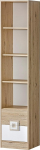 MINIO go for it - Nimes 6 Bookcase, 40 x 190 x 40 cm, Shelf with 2 Drawers, Bookcases with 3 Shelves, Standing Shelf, Ball Bearing Guides, Plastic Handles, Light Oak / White