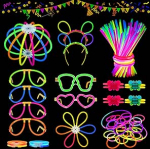 Glow Sticks Party Set, 100 tk Glow Sticks 132 pistikut, Neon Glow Sticks Headband Prillid Rannarihm komplektid s&uuml;nnip&auml;evade lastele Festival aksessuaarid Pulmad Halloween J&otilde;ulupidu