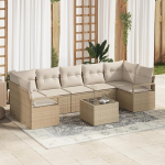 Rantry 8-teiliges Garten-Sofa-Set mit Kissen Beige Poly-Rattan, 2-Sitzer Garten-Sofa mit Kissen Beige Poly-Rattan Gartenlounge Model3346301
