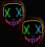 2 Pack El-Wire Mask - d&uuml;naamiliste mitmev&auml;rviliste valgusefektidega, mis on spetsiaalselt m&otilde;eldud t&auml;iskasvanute Halloweeni kost&uuml;&uuml;mide ja fancy dressi pidude jaoks.