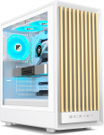 FOIFKIN M1 PC Case - Wood Walnut Front, Pre-Installed 4 PWM ARGB Fan, ATX Mid-Tower Gaming PC Case, with Type-C, White (White, M1)