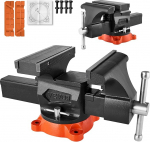 VEVOR Vice 203mm Jaw Width 203mm Max Jaw Opening 360&deg; Swivel Locking Base 94mm Projection Ductile Iron Workbench Vice Two Way Jaws for Clamping Round Tubes