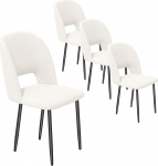 Hawthyhome Dining Chairs Set of 4 Dining Chairs Upholstered Seat Width 46cm Metal Legs Corduroy Fabric Load 136kg for Living Room Bedroom Study Beige