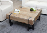 Mendler HWC-A15AM Coffee Table, Living Room Table, Fir Wood, Rustic, Solid, FSC-Certified, 70 x 70 cm, Natural Colour