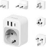 TESSAN reisiadapteri &uuml;lemaailmne komplekt, eemaldatav universaalne reisiadapter 2 USB A ja 1 USB C, universaalne pistikupesa adapter USA, UK, EL, Jaapan, AUS, reisipistikupesa adapter maailmas A, C, G t&uuml;&uuml;pi jaoks.