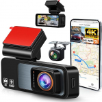 4K Wi-Fi Dashcam auto koos rakendusega 1080P autokaamera, 3,16-tolline IPS-ekraan Dashcam auto koos Ultra Night Vision Daschcam, 64GB kaart G-sensor ADAS 24H parkimise j&auml;lgimine Loop salvestamine tagurdamine