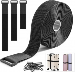 Reguleeritavad kaablipaelad koos 25 konksu ja aasarihmadega Vaba l&otilde;ikepikkus korduvkasutatavad nailonist kinnitusrihmad korraldaja v&otilde;i ladustamise jaoks, 5cm lai, must (5m x 5cm)