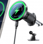 JOYROOM Magsafe autokinnitus koos laadimisfunktsiooniga 2-in-1 komplekt [t&auml;iustatud topeltkonksu klambrite disain] mobiiltelefoni hoidja auto laadimisfunktsiooniga 15 W, mobiiltelefoni hoidja auto ventilatsioon iPhone 17 Pro Max Air 16-12 Plusiga