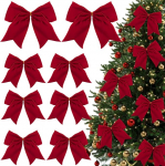 XIMISHOP Pack of 12 Christmas Bows, Red Bows Christmas Tree 15 x 17 cm Christmas Decoration Bows Christmas Bow Gift Bow for Christmas Wreath, Tree and Door Decoration etc.