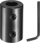 sourcing map Wellenkupplung, 1,6 cm Bohrung, 3,8 cm Au&szlig;endurchmesser, 5,1 cm L&auml;nge, schwarzer, oxidierter Stahl, starre Kupplung mit Sechskantschl&uuml;ssel f&uuml;r 3D-Drucker, Motorrad (2 Schrauben pro St&uuml;ck)