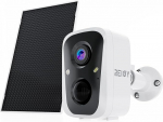 REIGY 2K WLAN Surveillance Camera Indoor/Outdoor Battery Solar 4MP Wireless Camera Surveillance Outdoor Solar Panel with Coloured Night Vision, PIR Person Detection, 2-Way Audio, IP66 Waterproof