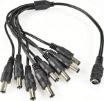 Sentry 8 Way CCTV turvakaamera monitori toiteallikas DVR LED Strip Splitter kaabel - 1 naissoost kuni 8 isase DC 5.5mm x 2.1mm