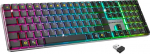 EMPIRE GAMING RF243 Slim Low Profile Aluminium Wireless Mechanical Gaming Keyboard Rechargeable DE (QWERTZ), 2.4GHz/BT/USB-C, 111 klahvi MX Red, RGB, NKRO, &uuml;hildub PC/Mac/P5/P4/XB-ga