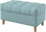 N&ouml;&ouml;pidega polsterdatud puksepink Ottomani hoiuruumiga, &uuml;marad jalad, 80 cm lai, Majestic Velvet helesinine kangas (kergelt puhastatav), sinine