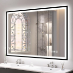 S'bagno 100x70cm Bluetooth Badspiegel mit LED-Lichtern, beleuchteter LED Badspiegel mit Aluminiumrahmen, Entnebelung/3000-6500K/Speicher, IP44 LED Spiegel Badezimmer horisontaalne v&otilde;i vertikaalne, Schwarz