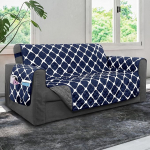 Elegantne mugavus tikitud m&ouml;&ouml;bli kaitsjad Solid ja tr&uuml;kitud disain Reversible Slipcovers koos elastsete rihmade ja Smart Pockets Great for Pets, Kids and More, Bloomingdale diivan, Navy/Grey