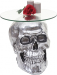 Mendler HWC-A19AM K&otilde;rvallaud Skull Polyresin klaasist elutoa laud h&otilde;bedane 52 x 55 x 55 cm