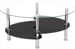 DDMINE Coffee Table, Tempered Glass Living Room Table, Oval Coffee Table with Non-Slip Legs and Sturdy, Coffee Table, Side Table in Living Room, Salon Table, 90 x 50 x 43 cm (Transparent + Black)