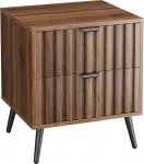 P&auml;hkelpuu Mid-Century Ribbed Bedside Table Modern Seamless Slatted Drawer Metal Legs Magamistuba