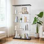 Klaasist vitriinkapp Seisev vitriinkapp klaasist ja lukuga Vitriinkapp klaasist ja 2 uksega 4 kambrit kollektsioonidele, raamatutele, mudelitele, m&auml;nguasjadele (must)