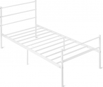 Amazon Basics libisemisvastane metallist voodiraam koos peaplaadiga ja terasliistudega 90 x 200 cm &uuml;heinimesevoodi valge