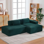 Moodul diivanikomplekt (1 iste + 1 Chaise Longue) Corduroy kangas Bone Free Ready to Use (tumeroheline, parempoolne k&auml;etugi)