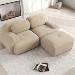 Modulaarne Corduroy nurgadiivan - raamita L-kujuline diivan 32D k&uuml;lma vahuga, kumerad k&auml;etoed ja libisemisvastane p&otilde;hi - kokkupanekuvaba, Lounge diivan elutuppa ja magamistuppa - beež