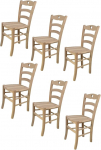 t m c s Tommychairs komplekt 6 Cuore tooli k&ouml;&ouml;gi ja s&ouml;&ouml;gitoa jaoks, vastupidav struktuur poleeritud p&ouml;&ouml;gipuidust, t&ouml;&ouml;tlemata ja 100% naturaalne, iste poleeritud puidust
