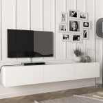 [en.casa] Vihti TV-kapp 3 hoiukambriga Lowboard 180 x 31 x 29,5 cm ujuv rippuv riiul valge