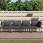 Modulares Ecksofa Poly Rattan Lounge-Set mit Kissen 2-TLG. f&uuml;r Garten und Terrasse, Ecksofas mit Kissen Modular Poly Rattan