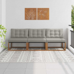 Modulares Outdoor-Sofa Set mit Outdoor-Fu&szlig;hocker aus massivem Akazienholz, Outdoor-M&ouml;belset Akazie Natur ja Outdoor-Sofa Akazie, 3 St&uuml;ck