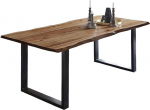 SAM s&ouml;&ouml;gitoa laud 200 x 100 cm Mephisto Wane laud naturaalset v&auml;rvi akaatsiapuidust massiivne + lakitud metallist U-raam must industriaalstiilis s&ouml;&ouml;gilaud Iga puidust laud unikaalne toode