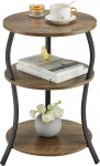 YEAKOO Round Vintage Side Table, 3 Tier Side Table, Round Bedside Table, 40 x 40 x 61 cm, Round Table, Sofa Side Table, Round Bedside Table, Modern Coffee Side Table for Living Room,