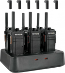 Retevis RB637 Bluetooth raadio, PMR446 tasuta Walkie Talkies traadita Bluetooth peakomplektiga, 2000mAh, VOX, kahesuunaline raadio koos 6-suunalise laadijaga restorani, hotelli jaoks (6 tk, must)