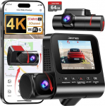 Dashcam auto eesmine tagumine STARVIS 2 - Dashcam 4K 3-kanaliline kaamera, Dashcam 360&deg; &ouml;&ouml;n&auml;gemine & HDR, 4K ees, 1080P sees & 1080P taga, WiFi 6 & GPS, 24h parkimise j&auml;lgimine G-sensoriga, 64GB kaart