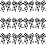 Pakett 12 j&otilde;ulukirju Buffalo Plaid dekoratiivsed vibud J&otilde;ulud Dekoratiivsed ruudulised vibud j&otilde;ulup&auml;rjadele Puu maja siseruumide v&auml;liskujundusele (must ja valge, 4 x 4 tolli)