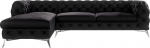 S-Style M&ouml;bel Maria Corner Sofa, 5-Seater Chesterfield Corner Sofa, for Living Room, Lounge Couch with Chrome-Plated Feet, Furniture, Freestanding Upholstery, Sofas, Couches, Left, Black, 305 x 200 x