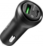 Spigen 45 W USB-C 2-pordiline autoadapter - kiirlaadija iPhone'ile ja Androidile ning iPadile Type-C PD 3.0 27W + QC 3.0 18W F31QC - 000CP25597