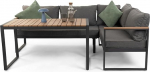 Toledo Lounge-Set, Stahl und Holz-Kunststoff-Gemisch, Grau, mit 2-Sitzer und Tisch, 120 x 60 x 65 cm