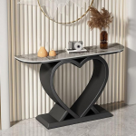 Dielentisch mit Schieferplatte, Konsole Sofatisch mit Metallfu&szlig;, schmaler Akzenttisch f&uuml;r Wohnzimmer, Flur, Schlafzimmer