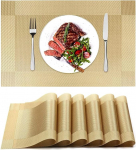 Tischsets, Tischsets und Untersetzer, 68er-Set, runde Mandala-Tischsets, w&auml;rmeisolierende Tischsets, waschbare, rutschfeste Gummi-Tischsets for den Esstisch in der K&uuml;che(Gold)