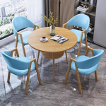 Modernes Rundes Esstisch-Set Mit 4 St&uuml;hlen K&uuml;chentisch-Set,platzsparender Tisch Und St&uuml;hle, Tisch- Und Stuhlset 4, Runder Esstisch, F&uuml;r Wohnzimmer, K&uuml;che, Konferenzraum,for K&uuml;che Und B&uuml;ro(Light blue)