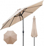 ZealWe Garden Parasol 3M p&auml;ikesevarju kallutatava k&auml;epidemega ja 8 ribaga terrassi rannale, basseinile, murule, tagahoovi tekile (beež), beež